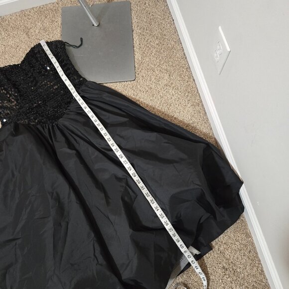 14 (fits 8) 80s Vintage What's Up by Carol Black Sequin Strapless Poof Dress - Picture 8 of 8